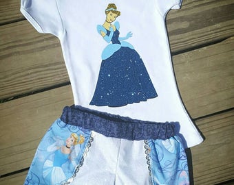 Cinderella outfit, Cinderella coachella shorts, Cinderella shirt, Cinderella matching outfit, Disney outfit