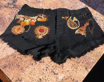 New high waisted women's shorts, distressed and reworked Size 12