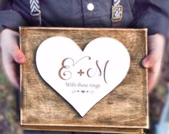 Ring bearer box, wedding ring box , Double wedding ring box . Personalised wedding ring box .