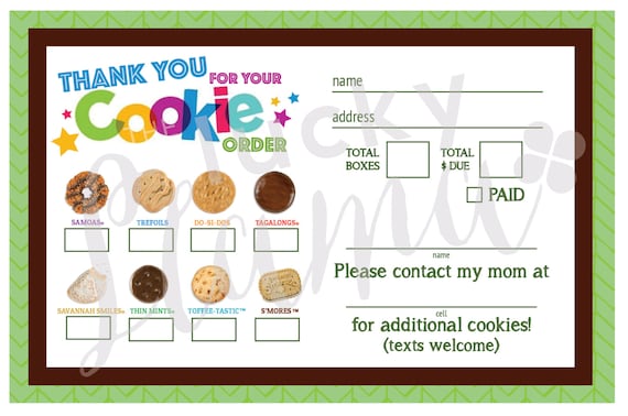 2017 Girl Scout Cookie Thank You/Order Form/Receipt