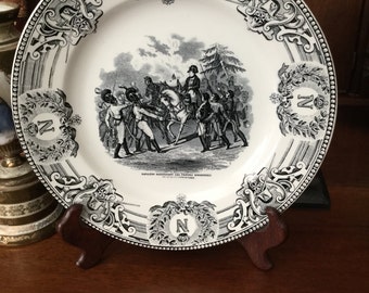 Vintage Black And White Transfer Ware Napoleon Plate
