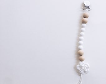 Silicone Beads rose Pacifier Clip -- Eco-friendly pacifier clip -- silicone beads -- Baby Teether
