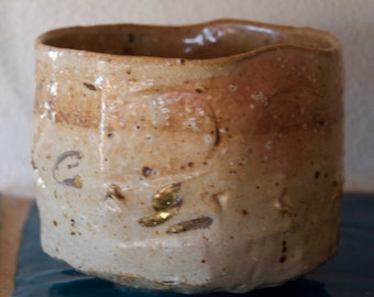 Matcha Chawan, tea bowl, ceramic wood fire - hand shot