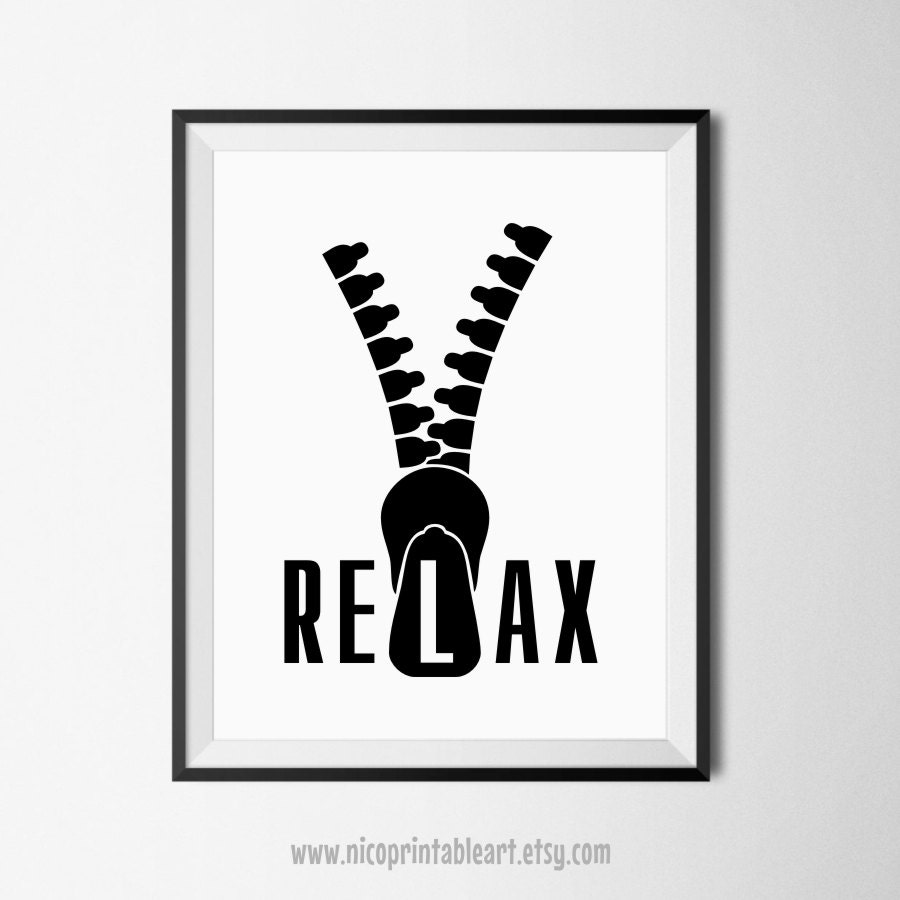 Relax Print Printable Relax Sign Home Decor Print Relax