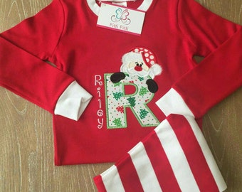 Personalized Christmas Pajamas Monogrammed - Christmas Pajamas for Children - Christmas PJs - Boys & Girls Christmas PJs
