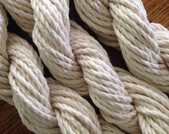 WHITE AUSTRALIAN COTTON Rope / macrame cord, knitting yarn, weaving. Soft fibre 3-strand white cotton: 3mm, 4mm, 5mm