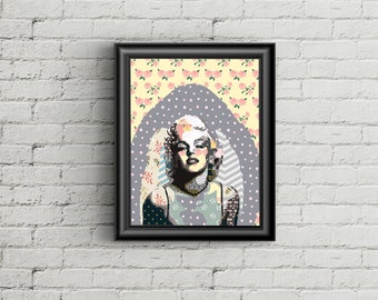 Marilyn Monroe Wall Art Wall Decor Home Decor Marilyn Monroe Instant Download,Girls Dorm Room, Hollywood Actress, Pop Art collage Printable