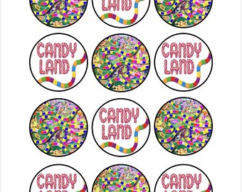 Edible Candy Land Themed Cupcake Cookie Toppers