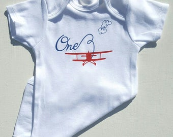 Airplane Birthday Shirt, Multiple Ages Available + Family Set, Vintage Plane, Biplane Tshirt, Airplane One, boys birthday bodysuit, Ages 1-4