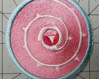 Rose Quartz Shield Patch Steven Universe Inspired Cosplay Costume Embroidered Patch - Sew-On or Iron-On - W 3" x H 3"