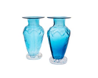 Reserved Hand Blown Blue Glass Bud Vases by Thomas Goode and Co.