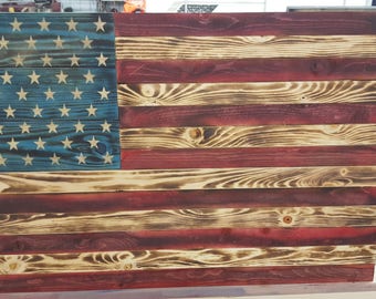 Recalimed Pallet Wood Rustic Hand Made American Flag Wall Hanging Recalimed Pallet Wood Rustic Hand Made American Flag Wall Hanging