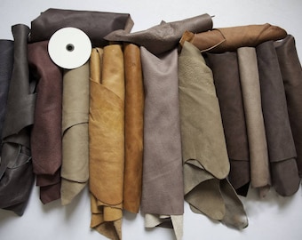 1kg Leather Italian Beautiful big Scrap/Off-cuts/Reminants/Pieces