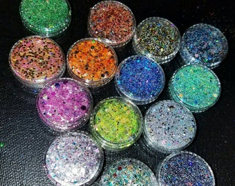 Surprise Ten Pack Glitter Samples/Custom Glitter Mix Loose Chunky Glitter/Festival Glitter/ Sparkle Dust/ Colorful Glitter Mix Glitter Combo