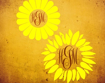 Sunflower Monogram Frame SVG File PDF / dxf / jpg / png / eps /Studio 3 Sunflower SVG File for Cameo cutters Sign Shirt Decal / Sign svg
