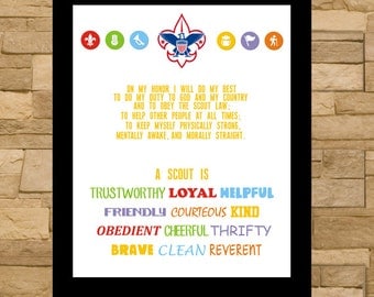 Cub Scout Oath Law and Motto Cards Instant Printable