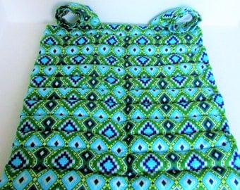 Full Back Rice Heating Pad, Unscented Large Microwave Rice Pack,Green Aztec Cotton Flannel Heat Pad,Fibromyalgia Relief,Relaxation/Spa Gift