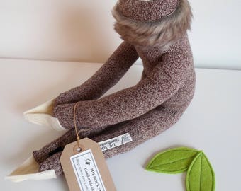 Hand made Sock Sloth (Brown), Plush Sloth, Hand made sock animal,Sock Character, Zoo Animal, Gift, Three Toed Sloth,Sloth Stuffed Animal/pet