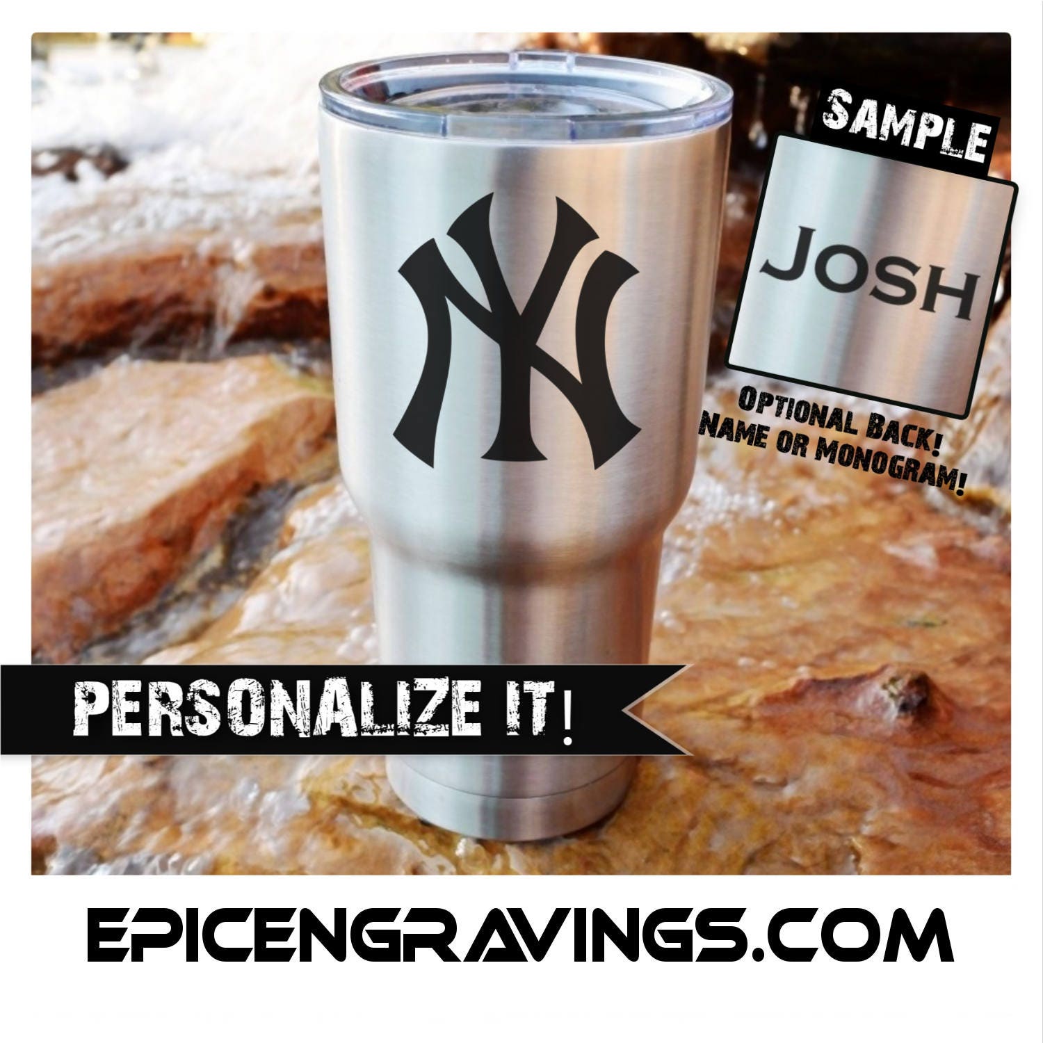 YETI or RTIC Engraved Tumbler/New York Yankees/Yankees/Yankees