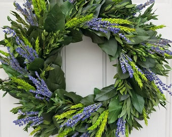 Lavender wreath, 15" wreath, dried lavender wreath, wreath, leaf wreath, preserved wreath, decorative wreath, fragrant wreath