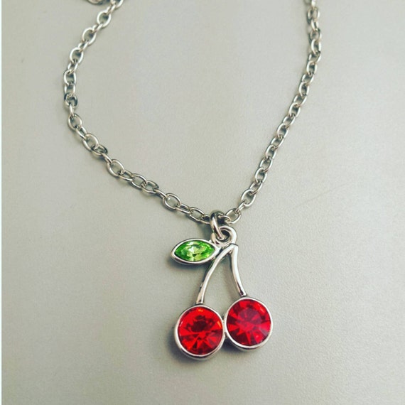 Cherry necklace cherries cherry jewelry cherry charm