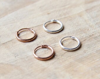 Sterling Silver Hoop Earrings | Tiny Minimalist Cartilage Hoops | Silver 10 mm Hoops | Piercing Hoop Earrings | Silver 925 Small Hoops