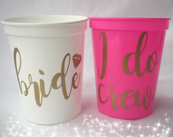 Bachelorette Party Favors - Bachelorette Stadium Cups - I Do Crew - Fun Wedding Favors - Personalized Bridesmaid Gift - Bachelorette Party