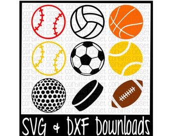 Sports Balls SVG Cut File - DXF & SVG Files - Silhouette Cameo, Cricut