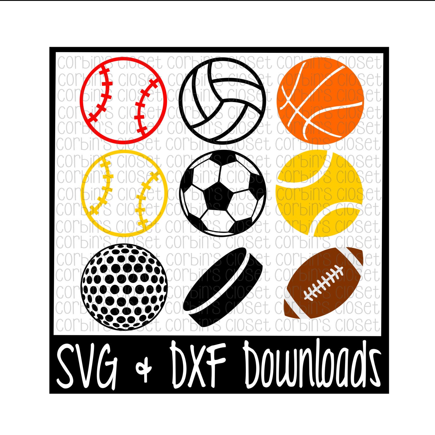 Download Sports Balls SVG Cut File DXF & SVG Files Silhouette