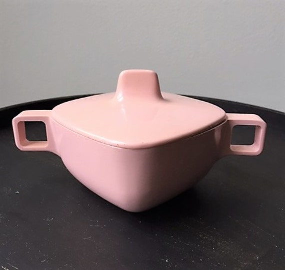 Square Sugar Bowl with LidPink Melamine
