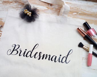 Bridesmaid tote bag, Custom canvas tote bags, Personalised name tote bag, Personalized wedding gift bag, Maid of honor gift, Mam gift, Bride