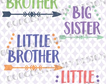 Bundle 4 pack Big Brother Little Brother Big Sister Little Sister New Baby Sibling shirts svg Bundle Cuttable design file svg dxf eps png