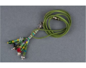 Necklace, tassel, tassel, multi colored, boho, bohemian, hippie, necklace, beads, pearls, jewelry, Charmkette, long chain, beadwork, necklace