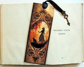 Bookmark Alice and cat - illustrated, laminated, hand-made