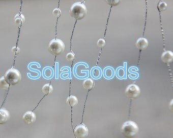 6/8/10/12MM assorted mixed size faux pearl round ball beaded garland , long 4ft artificial pearl garland branch, wired branch garland