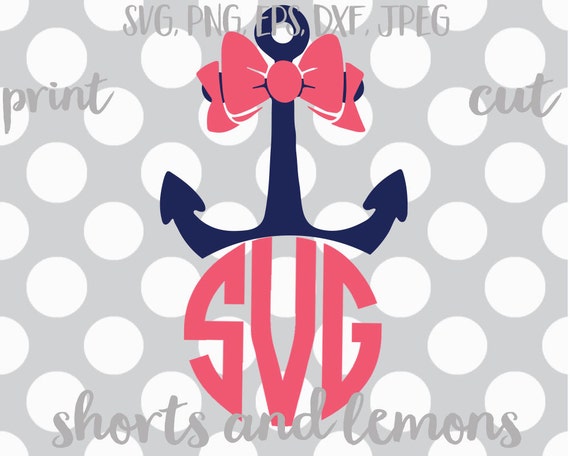 Download Anchor and bow Monogram frame svg Anchor svg by ...