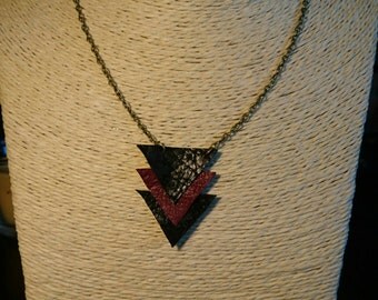 Faux leather pendant necklace