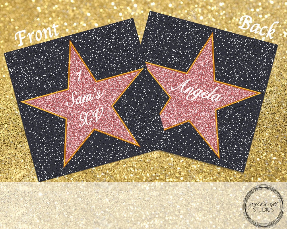 Hollywood Star Customizable Double Sided Place Card For Events