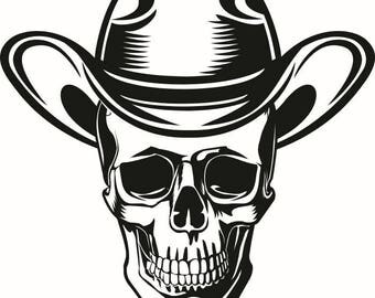 Cowboy Skull #3 Herder Country Western Rodeo Bull Horse Riding Ranch Old West Wrangler Logo .SVG .EPS .PNG Vector Cricut Cut Cutting File
