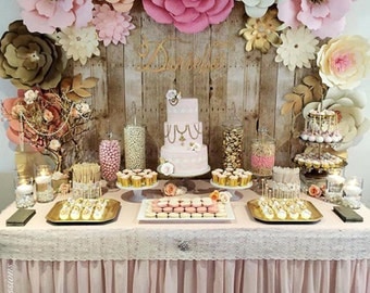 PAPER FLOWER BACKDROP - All flowers in image - dessert table flowers - home decor - baby room decoration - Kardashian baby shower flowers