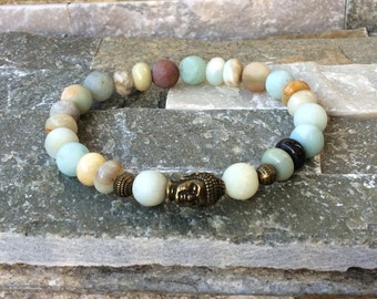 Buddha bracelet in Amazonite mala bracelet