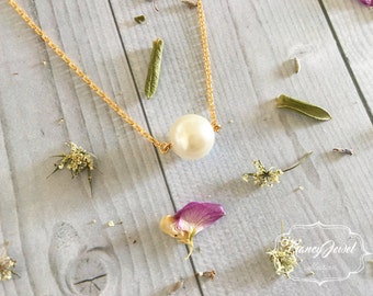 Swarovski Cream Pearl, gold pearl necklace, cream pearl necklace, bridesmaid necklace, gold necklace, made in Italy, handmade, wedding gift