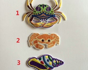 Artificial Adult Sea Crab Costume Conch Patches,Fabric Embroidery Clothes Patch,Sew On,Iron-on Patch,Applique For Biker,Jacket