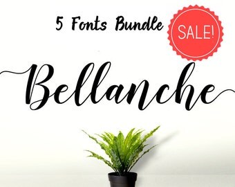 5 digital fonts Font Bundle - Calligraphy font - Font download - Handwritten font - Watercolor font - Wedding font - Font instant download