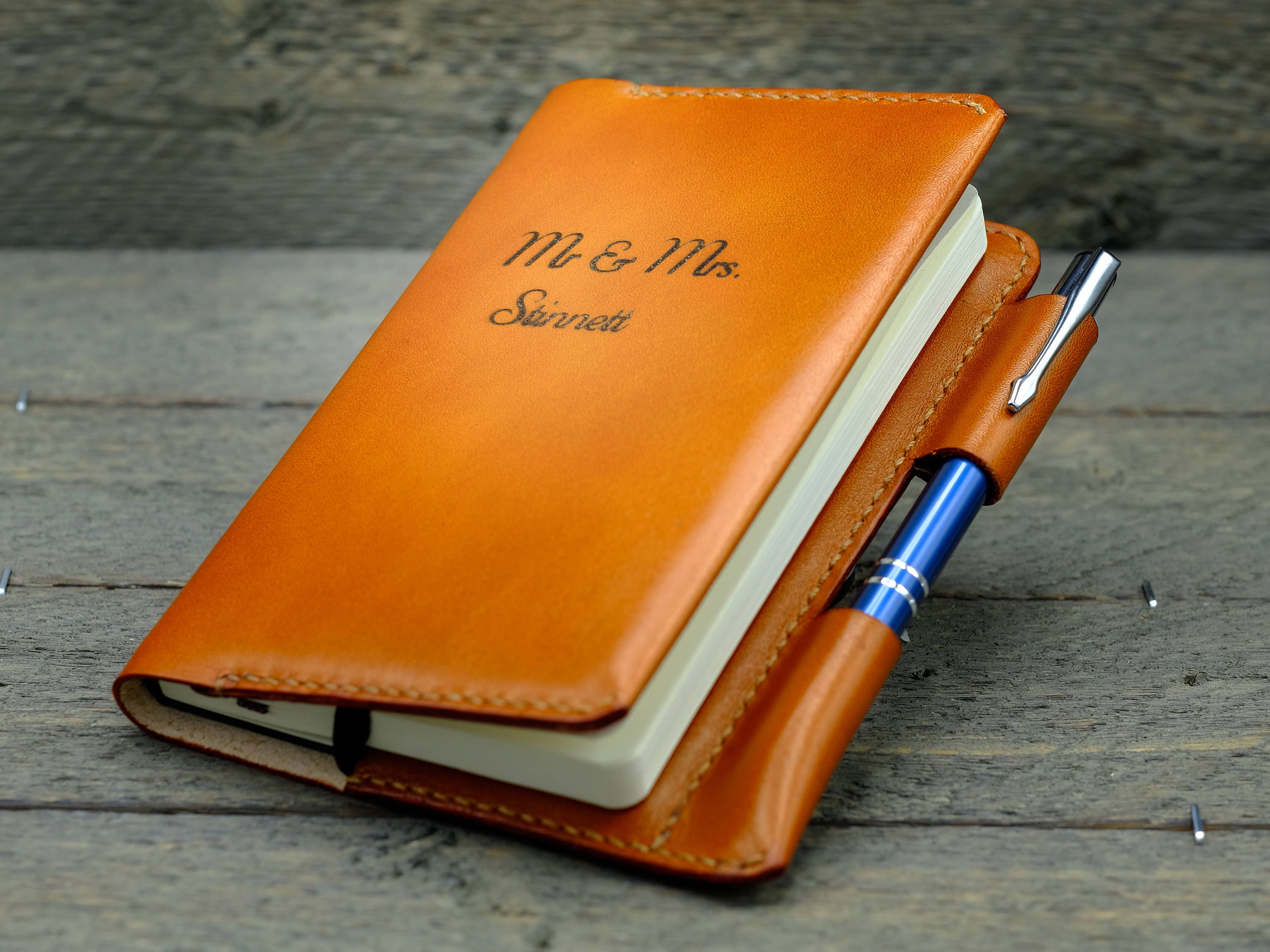 Moleskin pen holder / Leather moleskine cover / Personalized