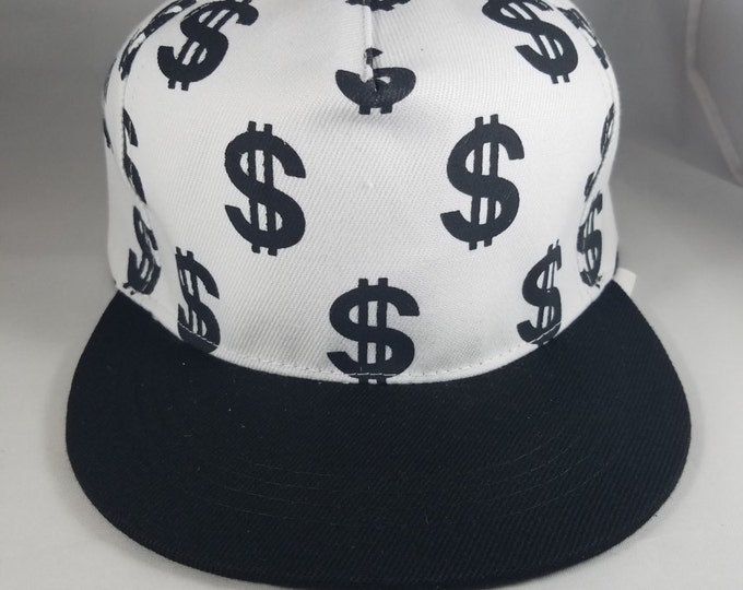White Dollar Sign Snapback Hat