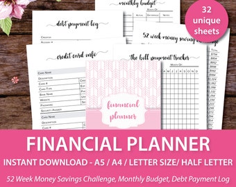 Printable Financial Planner, Budget Planner, Financial Planner Inserts, Financial Binder, Budget Binder, Budget Printable