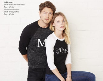 Mr. & Mrs. Baseball Tee with 3/4 Sleeve, Mr. and Mrs. Shirt, Mr. and Mr. Shirt, Mrs. and Mrs. Shirt, Newly Weds Gift, His and Hers Shirts