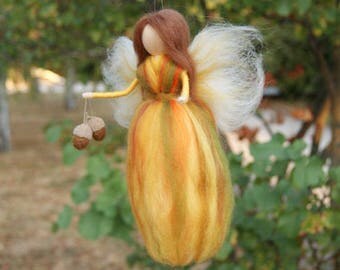 Wool Fairy, Autumn fairy, Needle felted autumn fairy,needle felted fairy, Waldorf fairy, Waldorf Inspired Wool Fairy