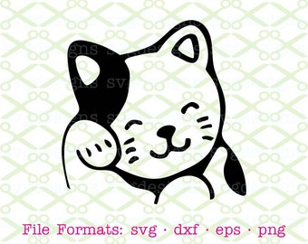 Cat SVG, Dxf, Eps & Png. Digital Cut Files for Cricut, Silhouette; Comical Cat Svg, Grooming Cat, Kitten Svg, Kitty Svg, Silhouette SVG